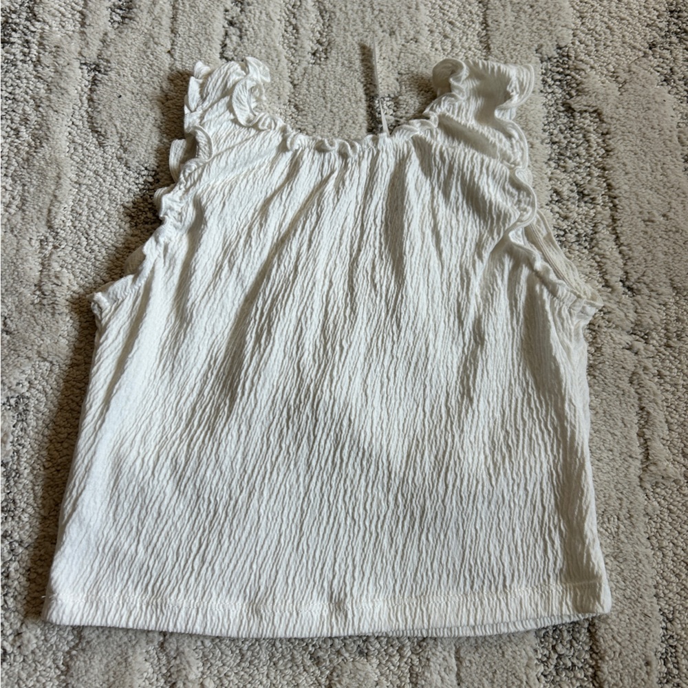 White Ruffle Sleeve Crop Top - Picture 4 of 4